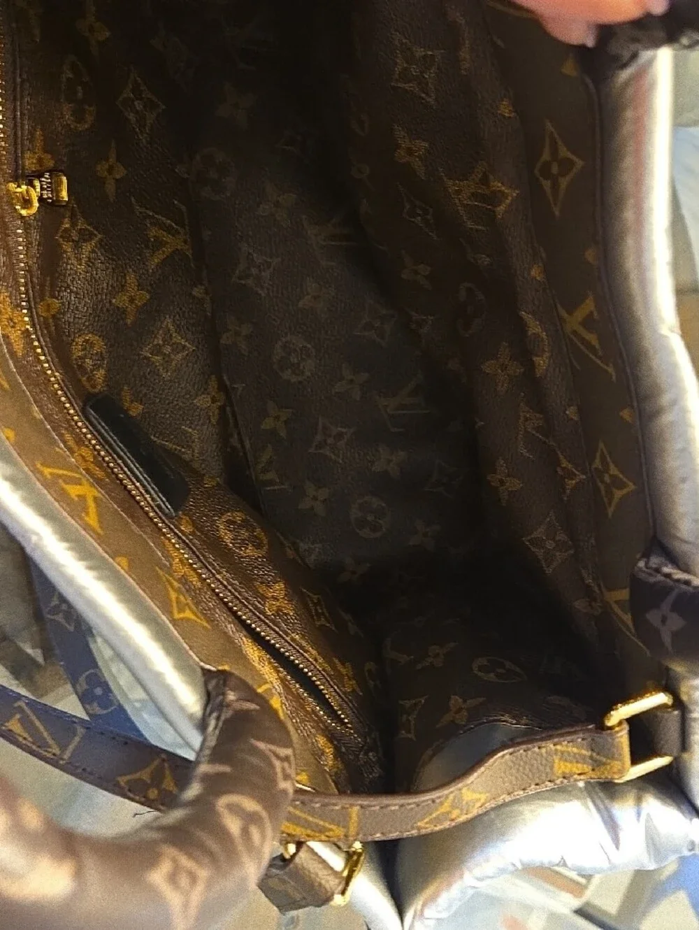 Silver Quilted Puffy Monogram Large New Satchel 14
